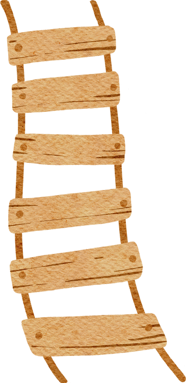 Wooden rope ladder hand drawn watercolor